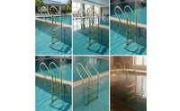 Stainless Steel Pool Ladder Gold-Toned Pool Ladder with Handrail Brushed Finish for Homeowners, Backyard