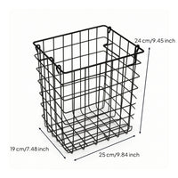 Wire Basket with Side Loops Rectangular Grid Wire Basket Metal for Shelf, Pantry