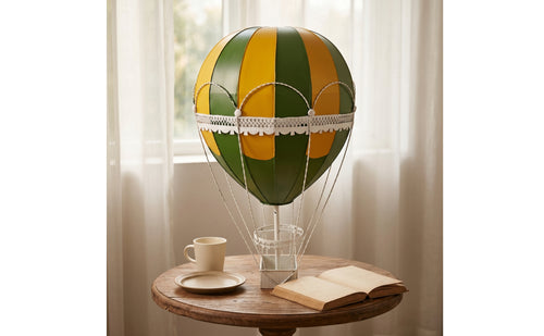 Metal Hot Air Balloon Ornament Artisanal Hot Air Balloon Decoration Painted Hanging Ornament Large for Decorators, Photographers, Taverns, Shop Panes, Studios