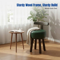 Sturdy Wood Rotating Sofa Chair, Leather Padded, Modern Minimalist Single Round Lounge Chair, Small Space Living Room, Elderly