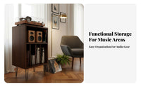 Vinyl Record Storage Cabinet Solid Wood Material Turntable Stand with Record Storage Large Capacity Mid-Retro Modern Console for Living Room, Bedroom