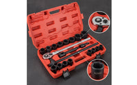 20 Pieces Heavy-Duty Socket Wrench Set Matte Black Socket Set with Case Long-Lasting Portable for Workshop
