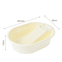 Combined Washboard Basin Anti-Slip Feet Laundry Tub with Washboard Large Capacity Laundry Scrub Basin for Students, Dormitory