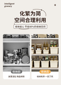 厨房锅具收纳盒整理盒锅盖调料带滑轮下水槽橱柜收纳多功能收纳架 【1个装】奶油黄-高款大号