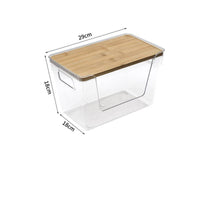 2 Pieces Multi-Purpose Bamboo Lid Storage Box Easy to Clean Plastic Bin with Bamboo Lid Shatter-Resistant for Cabinet