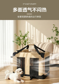 Large Capacity Breathable Pet Carrier Bag with Trolley and Handle for Cats and Small Dogs