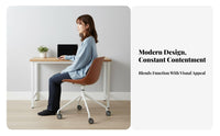Minimalist aesthetic Armless Rolling Chair Modern Design Armless Shell Chair With Casters rotate Seat Ergonomic Backrest for Home Workers, Students, Adults, Study Room, Bedroom, Small Spaces