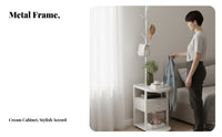 Nightstand with Coat Rack Multi-Functional Bedside Organizer Freestanding