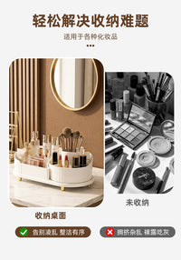Multi-Compartment Cosmetic Organizer with Lid, Plastic, Simple Style, for Brushes and Lipstick