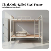 Dormitory Bed Strong Load Bearing Metal Bunk Bed Stable Structure Bedroom Furniture for Employees, Students, Dorm Room Quarters, Small Areas