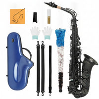 Alto Saxophone with Carrying Case Black Metal Finish Alto Saxophone with Windway Component Frosted for Beginners