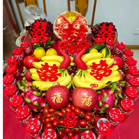 仿真孔雀头插件网红水果盘雕刻摆件结婚供品乔迁摆盘香蕉创意装饰