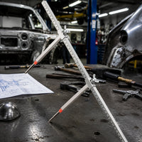 Two-Dimensional Measuring Tram Gauge Stainless Steel Measuring Ruler with Sliding Clamps Rigid Tram Gauge Adjustable for Mechanics, Collision Repair, Frame Straightening