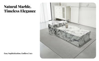 3 Pieces Elegant Design Marble Pattern Block Coffee Table High Hardness Sintered St Single Center Table Scratch-Resistant Modern Marble Top Tables Stable Structure for Interior Designers, Apartment Dwellers, Adults, Hotel Lobby, Reception Area, Lounge
