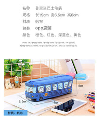 Cartoon Bus-Shaped Large Capacity Pencil Case - Korean Style Canvas Pencil Bag