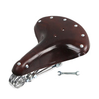 Genuine Leather Bicycle Saddle with Triple Springs