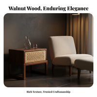 Rattan Drawer End Table Zen-inspired Design Nightstand Vintage Inspired Minimalist for Homeowners, Renters, Hallway