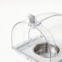 Hanging Bird Bath for Cage with Transparent Cover, External Basin for Parakeets and Parrots, Easy Clean Bowl, Large White Space Style