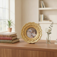 Round Picture Frame Gold Round Photo Frame Vintage-Inspired for Wedding