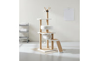 Allall-Inclusive Feline Tree with Scratching Post Rattan Mat Multi-Level Feline Tree Scratch-Resistant Pet Furniture Sturdy Construction for Cats, Kittens, Indoor