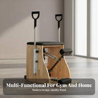 Solid Wood Frame Pilates Stability Chair Multifunctional Pilates Wunda Chair Studio Quality Fitness Equipment Adjustable Resistance for Home Workout Users, Physical Rehabilitation Patients, Seniors, Core Training, Rehabilitation Center, Gym
