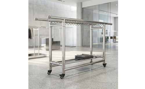 Adjustable Double Rod Drying Rack Expandable Double-Rod Drying Rack Space-Saving Furniture Portable for Balcony