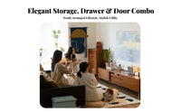 Solid Wood Construction Retro Media Cabinet with Drawers Multi-Functional Wooden Storage Sideboard Adjustable Shelves Low Profile Entertainment Center Cable Management for Interior Design Enthusiasts, Homeowners, Adults, Bedroom, Lounge Area, Home Office