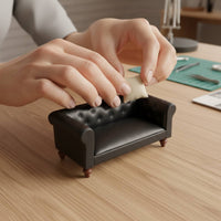 1:12 Scale Sofa Classic Dollhouse Leather Couch Collectible Grade Miniature Loveseat for Hobbyists, Collectors
