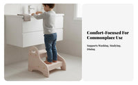 Toddler Wooden Stool Solid Wood Construction Wooden 2-Step Stool Rounded Corners