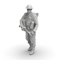 1/72二战英军士兵1/64白模1/35小摆件微缩素体微型兵人3D打印模型