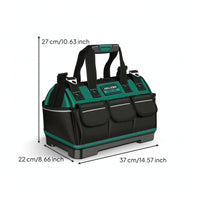 Tool Bag Tool Organizer Tool Storage Bag Handheld Tool Carrier with Multiple Front Flap Pockets and Shoulder Strap Suitable for Plumbers Technicians Maintenance Work