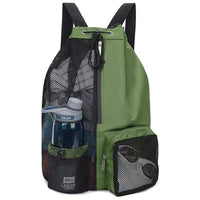 Mesh Drawstring Backpack for Swimming, Beach, Gym, and Travel with Wet Bag