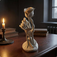 Hand Holding Flower Figurine Decorative Home Decor Resin Material