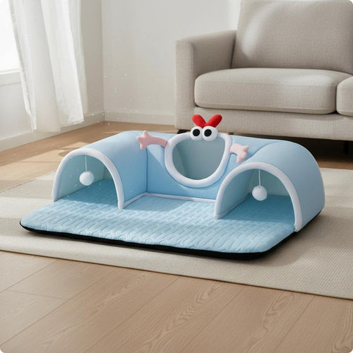 Feline Tunnel Bed Breathable Foldable Pet Tunnel Bed Soft Cushion