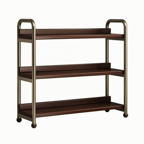 3-Tier Storage Shelf Compact Bookshelf with Metal Frame Sturdy for Professionals