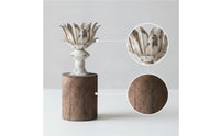 Candle Holder Distressed Candlestick Candle Stand with Wood Base Vintage Decor for Mantel