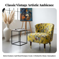 Floral Print Armchair Vintage Design Upholstered High-Sided Armchair Armchair Designer Inspired High Support Support for Adults