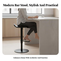 Adjustable Rotating Stool with Backrest Light Luxury Design Adjustable Pedestal Stool Padded Seat Built-in Footrest for Adults