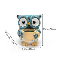 Owl Planter Resin Owl Plant Pot Textured for Desk