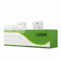 Modern Reception Desk Varnished Surface Ed Finish High Gloss Reception Sturdy Salon Front Desk Storage Stability Suitable for Spa Sales Center Corporate Setting Retail Store