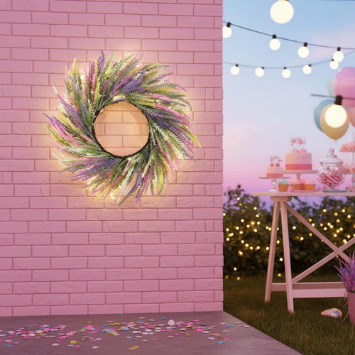 Artificial Lavender Wreath Lavender Wreath No Maintenance Required Home Decoration for Indoor Outdoor