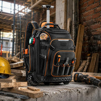 Rolling Tool Backpack Padded Back Panel Wheeled Tool Backpack Reinforced Edges