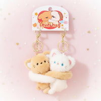 Hugging Animals Keychain Cute Design Soft Toy Animal Keychain Metal Clasp Personal Accessory for Girls, Students