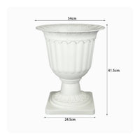 Large Round Pedestal Planter Flared Rim Vintage Roman Design Planter Drainage