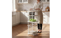 Kitchen Cart with Wire Baskets 3-Tier Rolling Cart Compact Wire Basket Trolley for Pantry