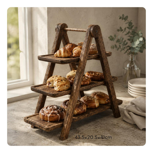 3 Tier Cupcake Stand Decorative Wood Serving Platter Natural Grain for Caterers
