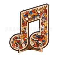跨境新品Musical Note Jigsaw Puzzle音符乐器拼图木质工艺品摆件
