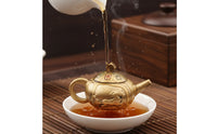Mini Brass Teapot Decor Matte Finish Mini Teapot Decor Embossed Horse Motif