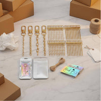 60 Pieces Gold-Tone Keychain Charm Natural Twine Crab Clasp Connector
