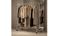 Floor-Standing Clothing Rack with Shelf Stainless Steel Garment Rack with Hooks Heavy Duty Storage Furniture Space-Saving for Bedroom